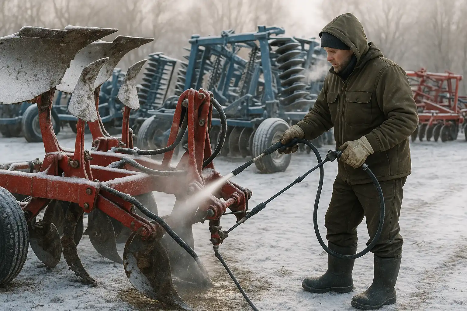 remove mud and ice from the equipment