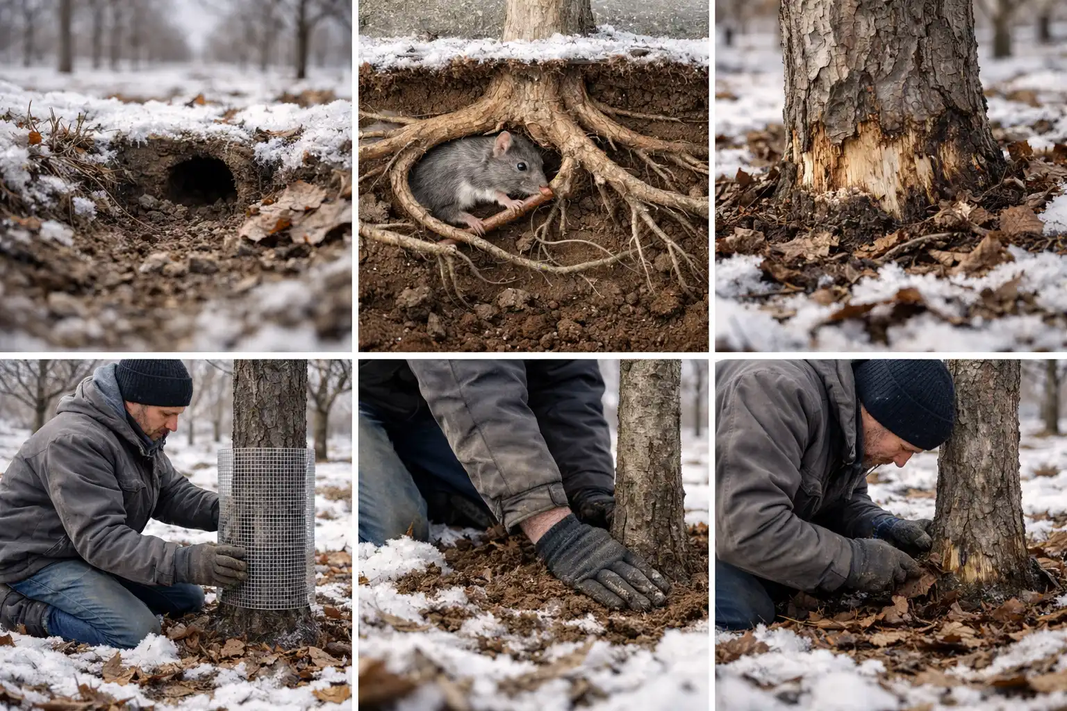 protect tree roots and collars from rodents