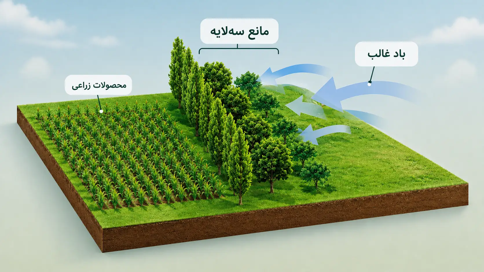 کاشت درختان بادشکن